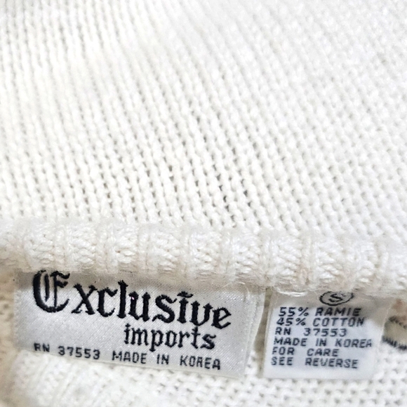 Vintage‎ V-neck Sweater Mardi Gras Beaded Womens Small Embellished White Dolman - Picture 5 of 6